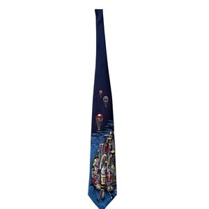 Vintage 1994 McDonalds NYC Twin Towers Skyline Mens Neck Tie Navy Blue MBP